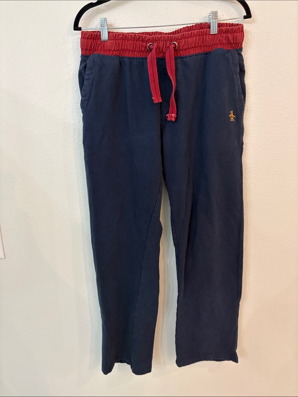 Men's Navy Sweatpants with Red Waistband by Penguin Size L